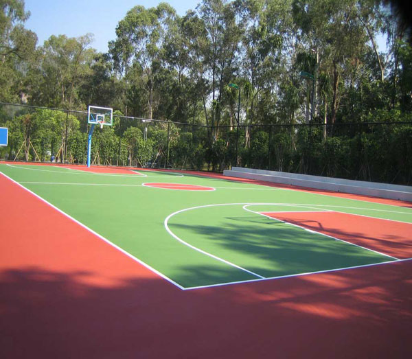 天津市东丽区5mm丙烯酸篮球场铺设-主绿、副红
